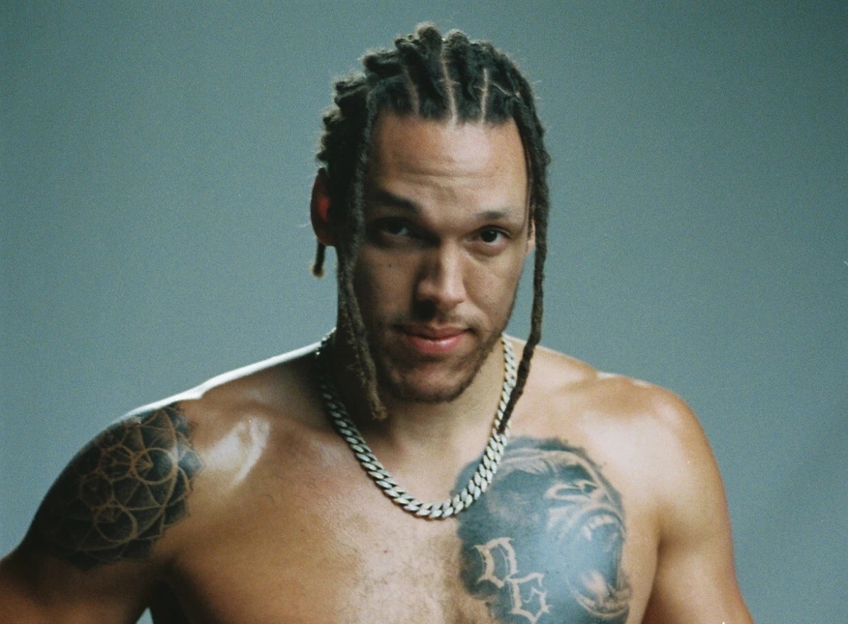 Aaron Gordon torso tattoos in a studio portrait