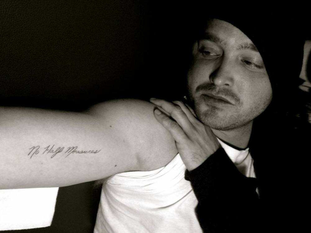 Aaron Paul’s “No Half Measures” tattoo
