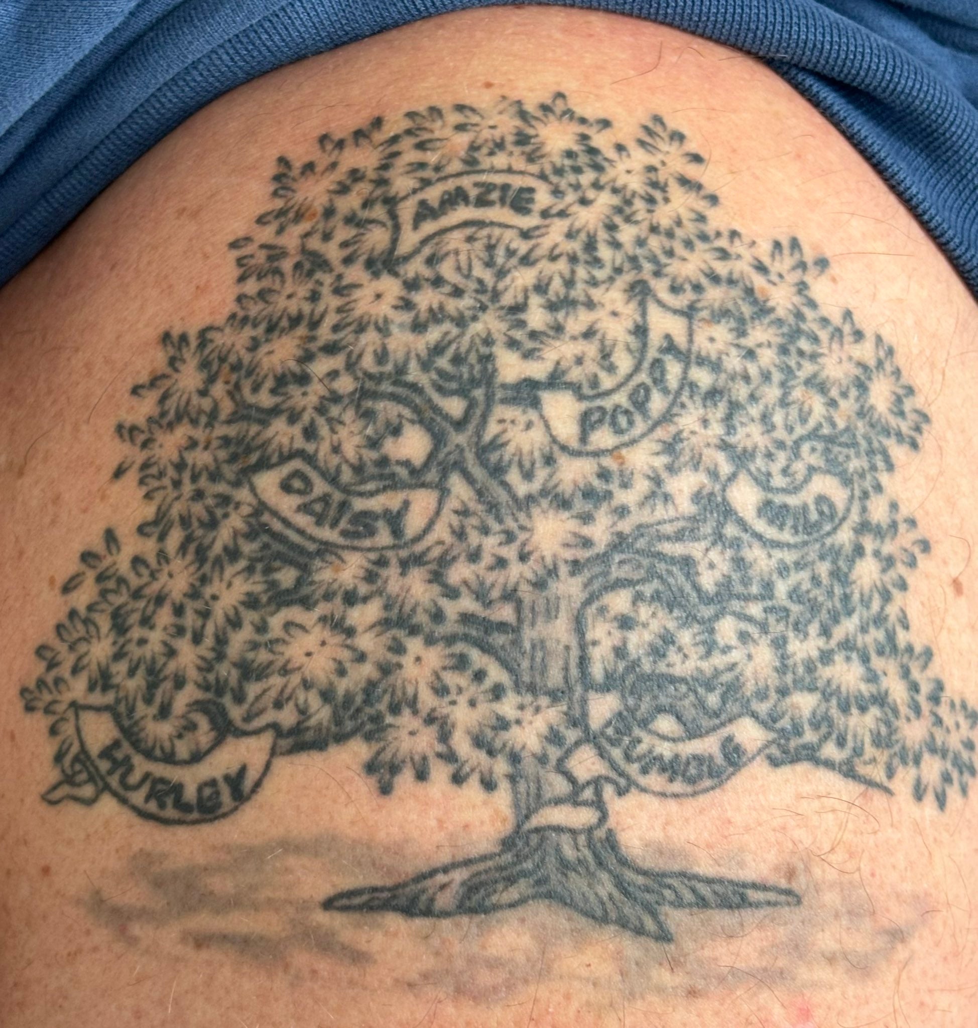 Ant McPartlin family tree shoulder tattoo with names