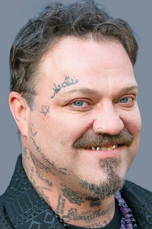 Bam Margera showing Anathema neck lettering