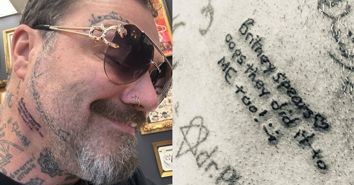 Bam Margera Britney Spears tribute tattoo on his neck