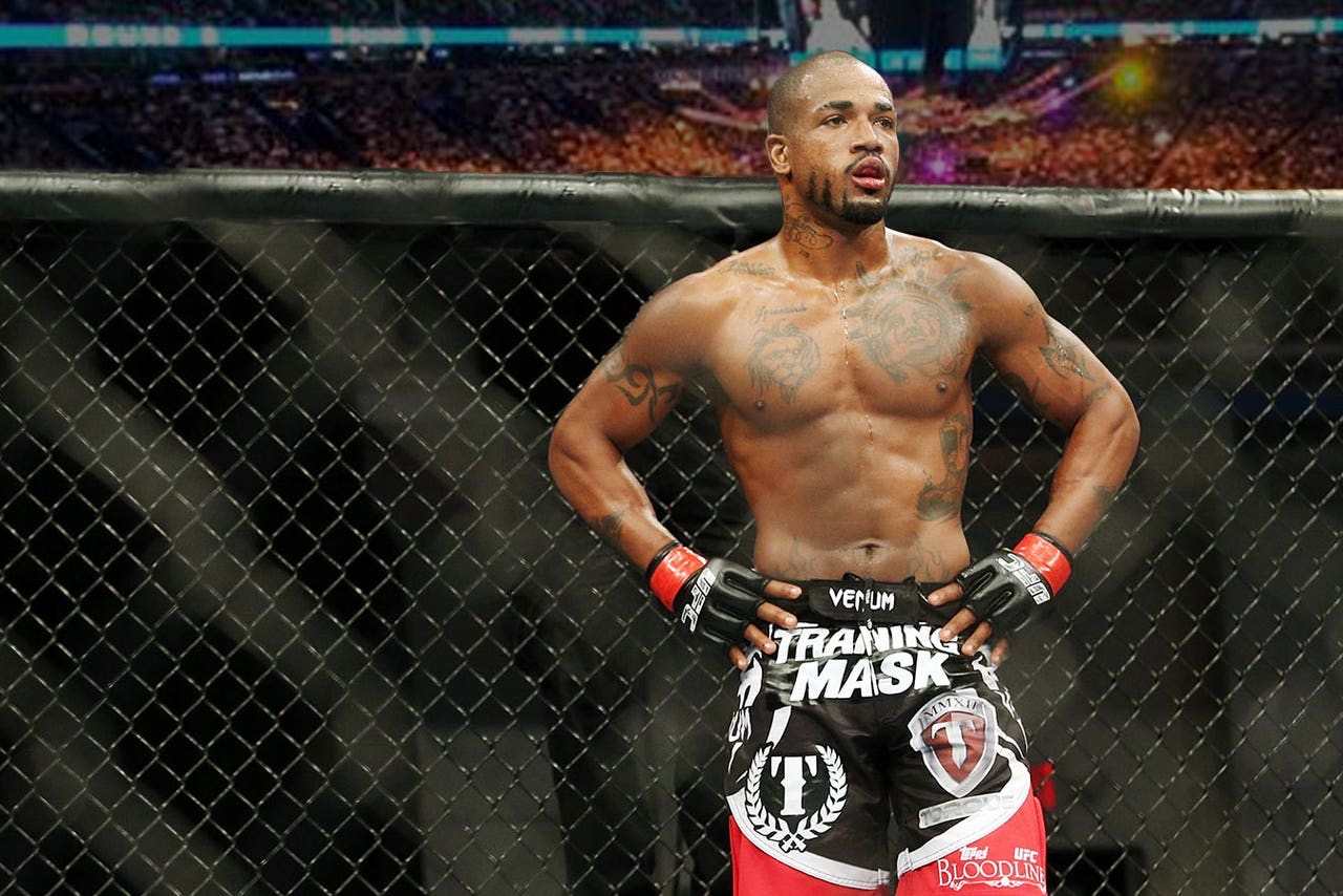 Bobby Green tattoos: separate Fox Sports photograph showing a different angle of torso and arm ink