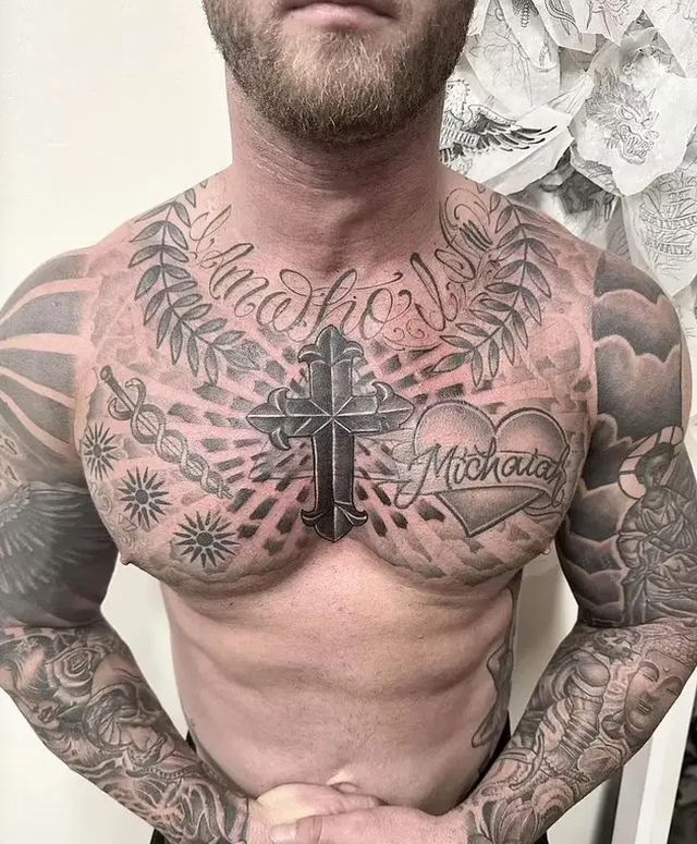 Chet Hanks new cross chest tattoo