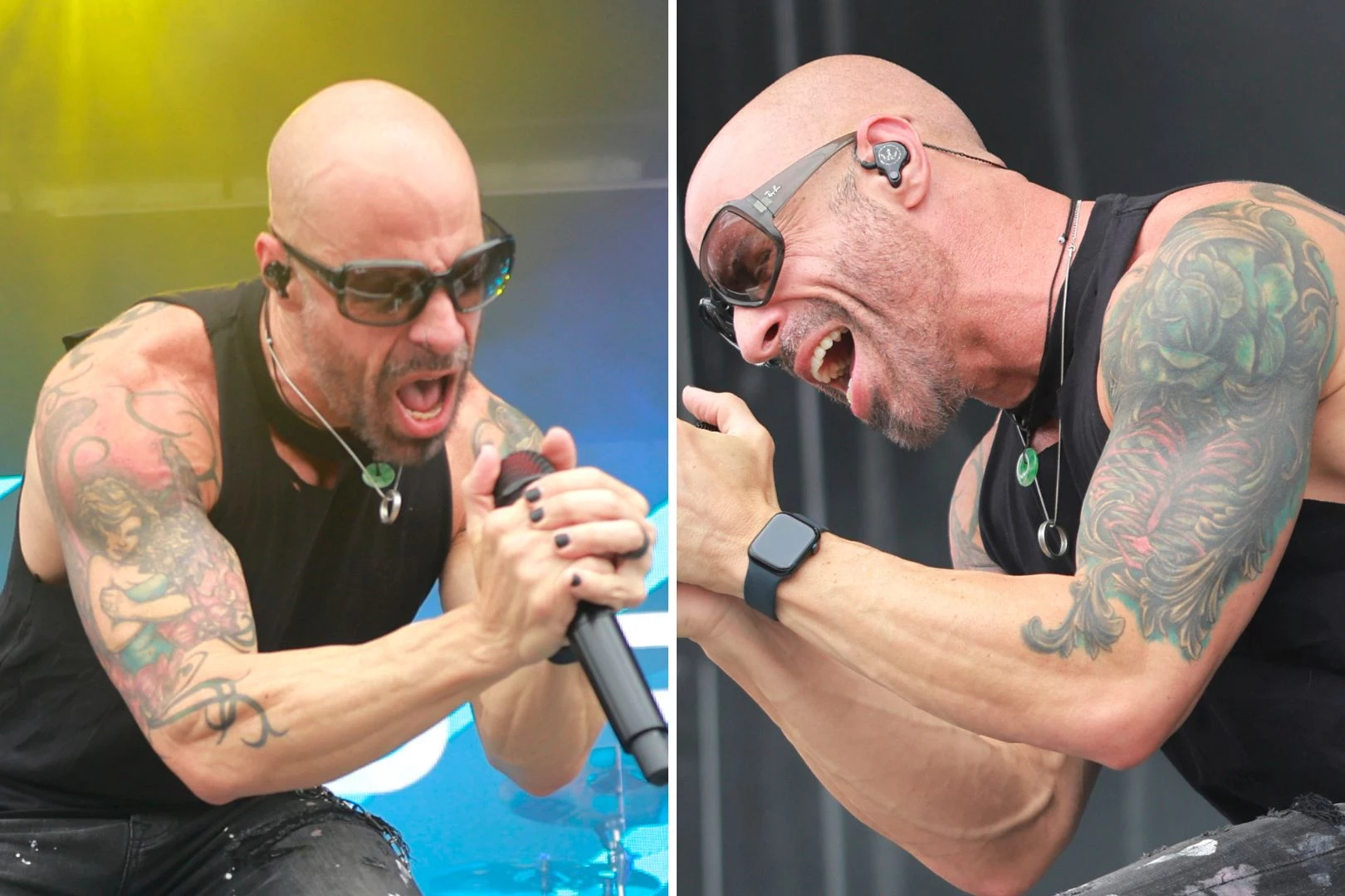 Chris Daughtry showing the colorful tattoos on his arms before the blackout redesign