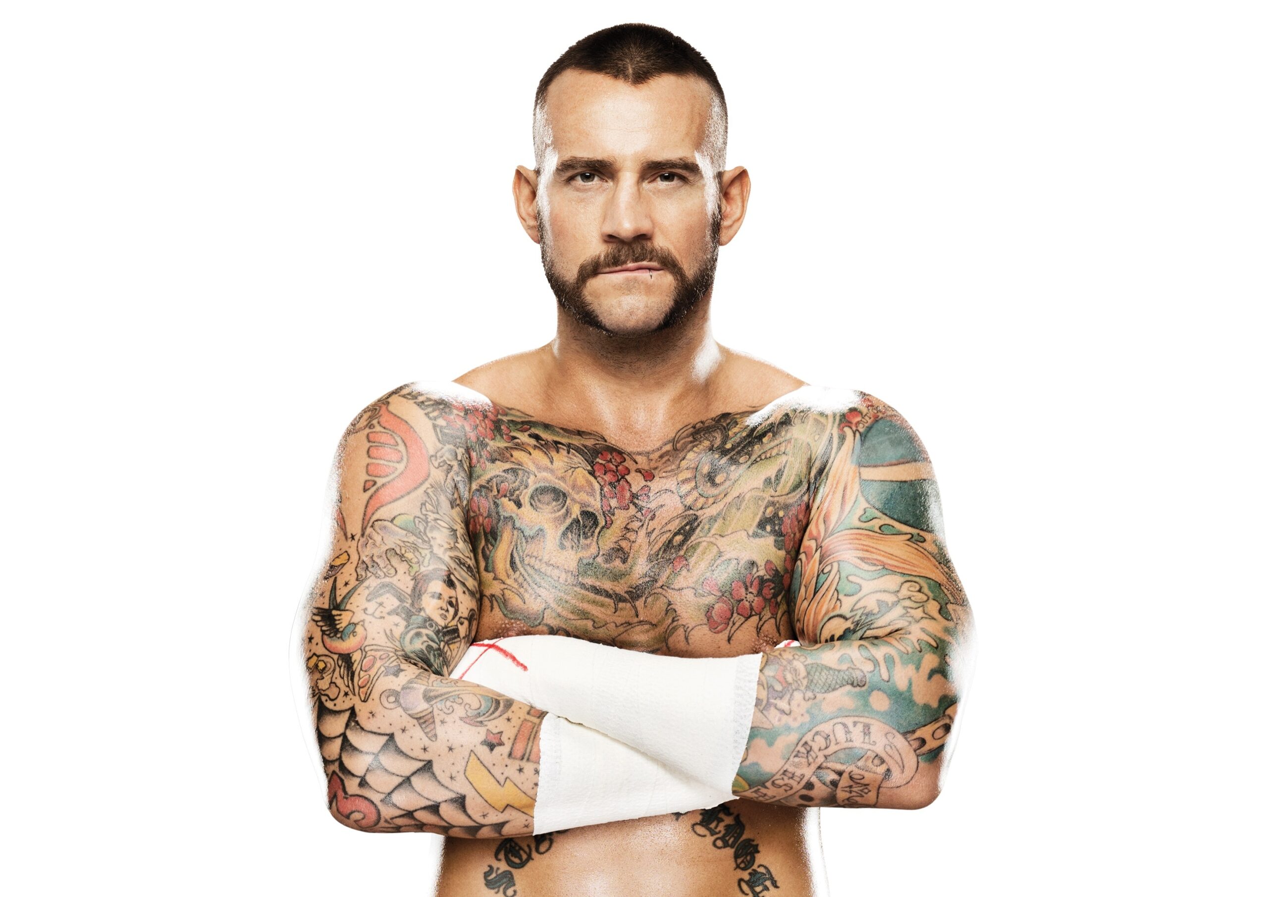 CM Punk tattoos: four aces, lucky symbols, stars and traditional arm tattoos
