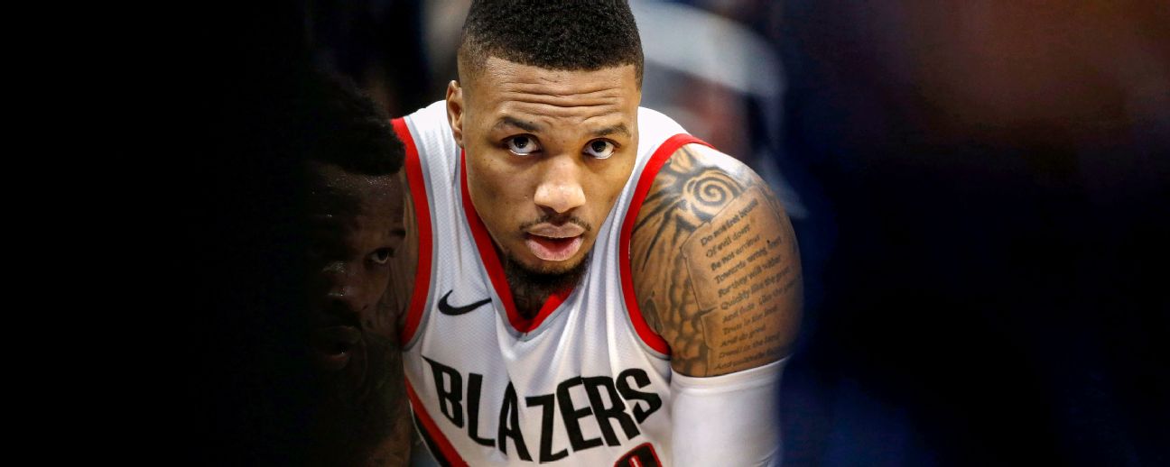 Damian Lillard shoulder tattoo game photo