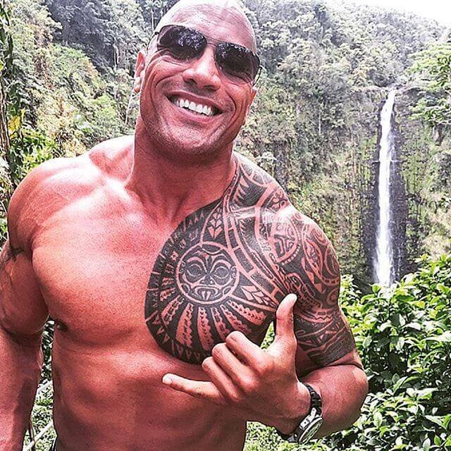 Dwayne Johnson Samoan chest tattoo and Brahma Bull