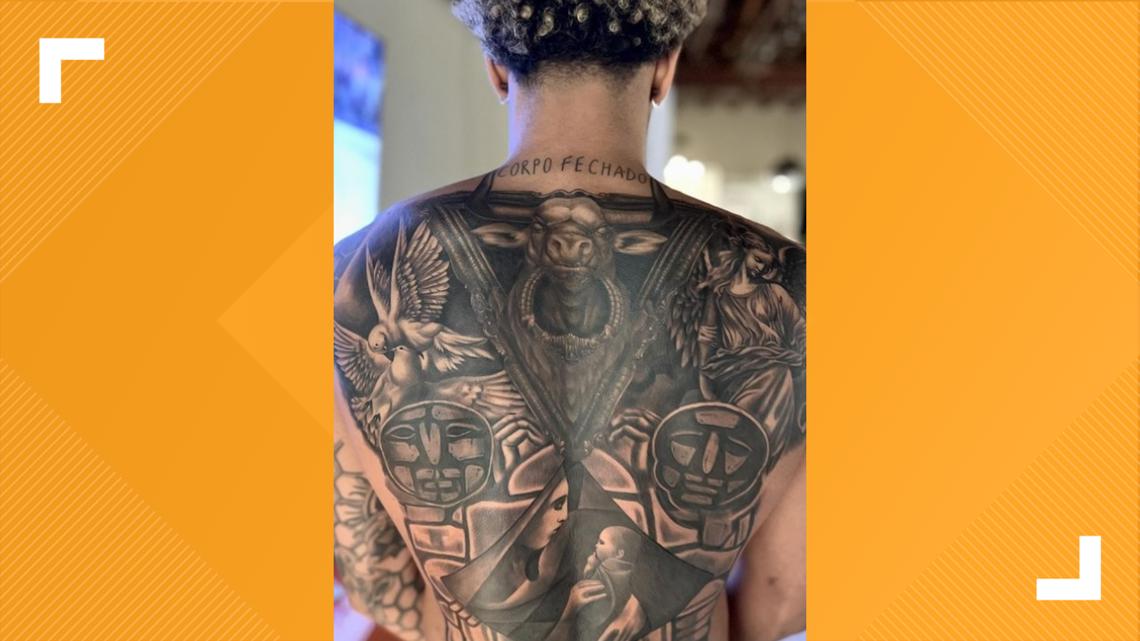 Jeremy Sochan tattoos: mother and child back-piece tribute