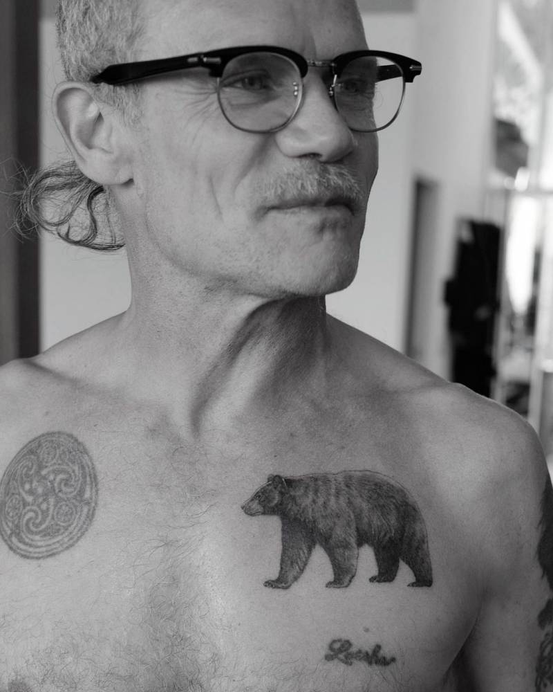 Flea's black bear chest tattoo