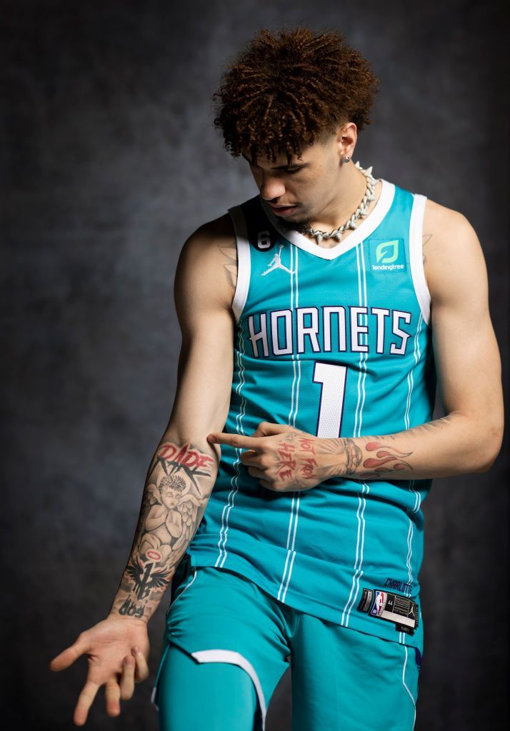 LaMelo Ball tattoos: Be and You arm lettering