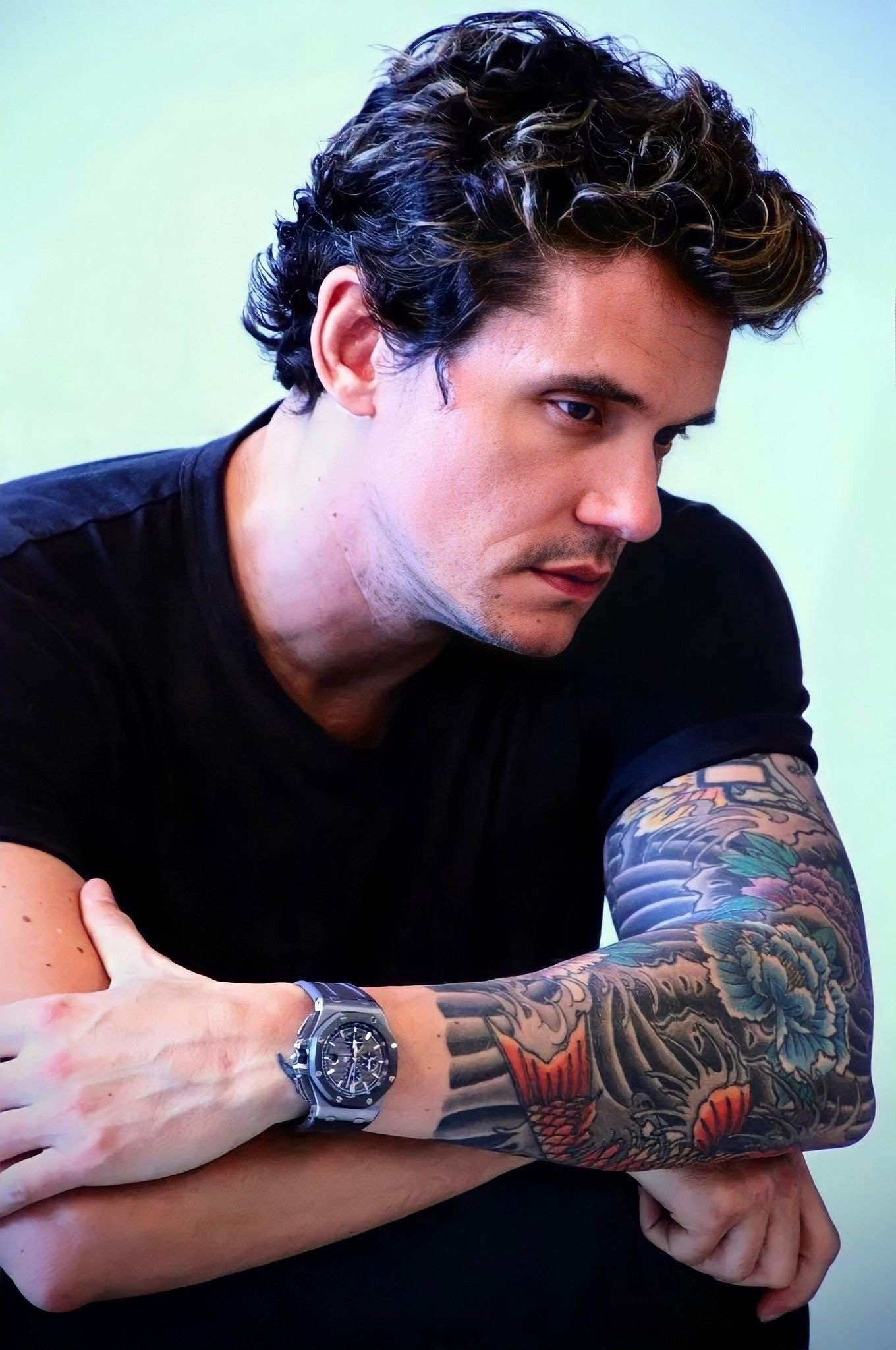 John Mayer koi-like fish and Japanese-influenced sleeve tattoos