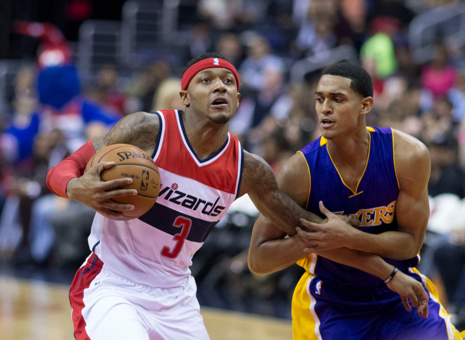 Jordan Clarkson showing the Allen Iverson portrait tattoo area