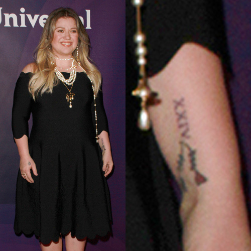 Kelly Clarkson XXIV Roman numeral forearm tattoo