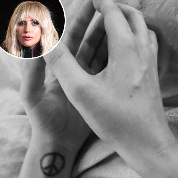 Lady Gaga's peace symbol tattoo on her wrist