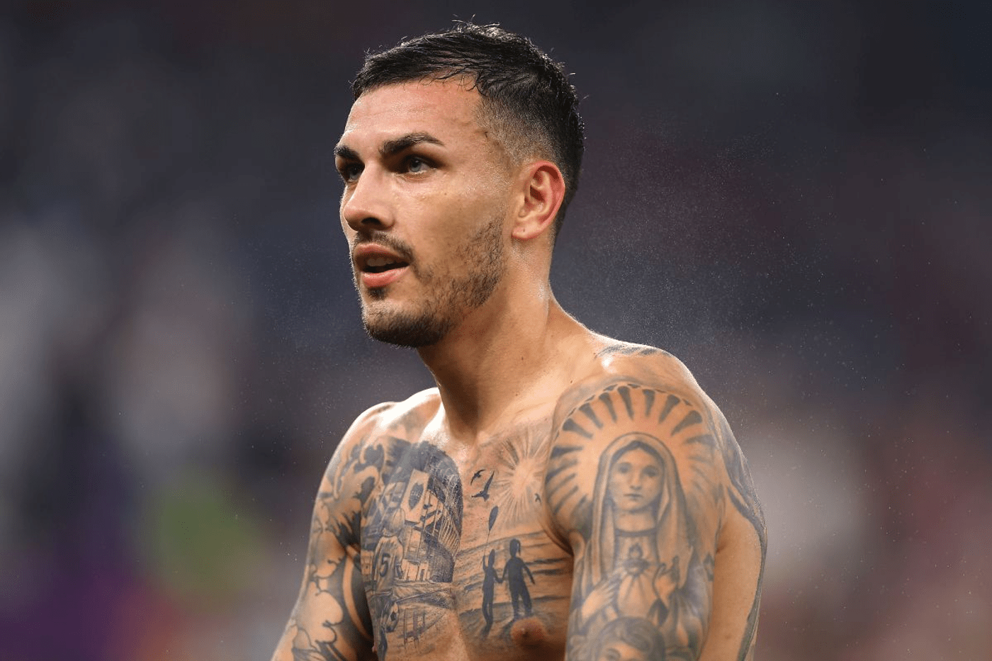 Leandro Paredes chest tattoo portrait