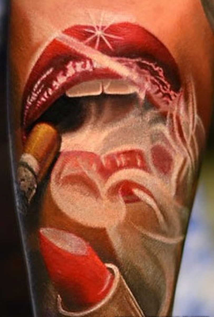 Amber Rose tattoos: lips tattoo