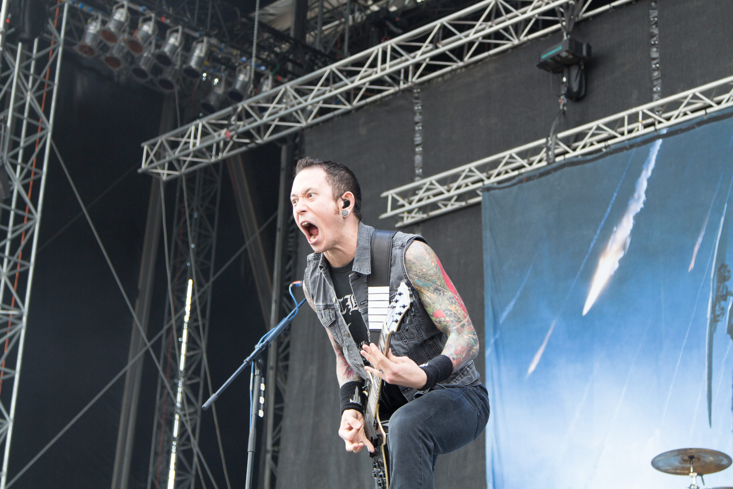 Matt Heafy colorful shoulder and arm tattoos