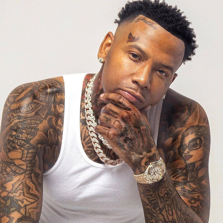 Moneybagg Yo faith face and neck tattoos