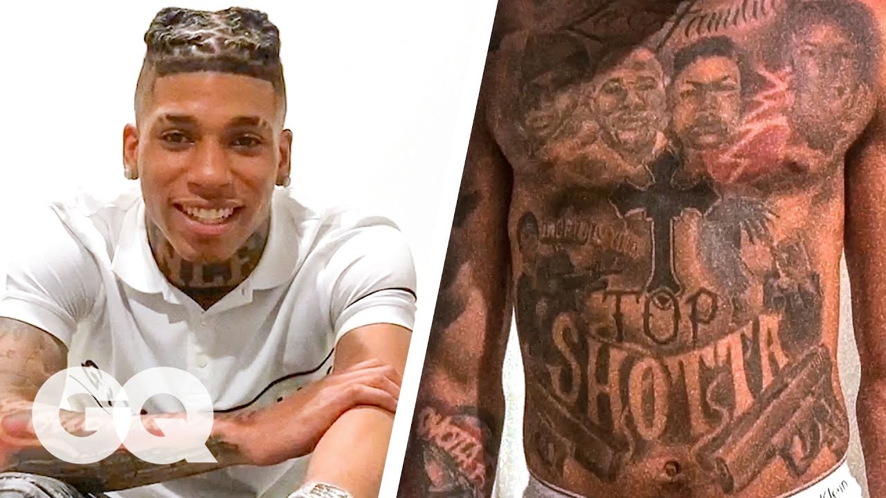 NLE Choppa portrait looking toward Heaven tattoo
