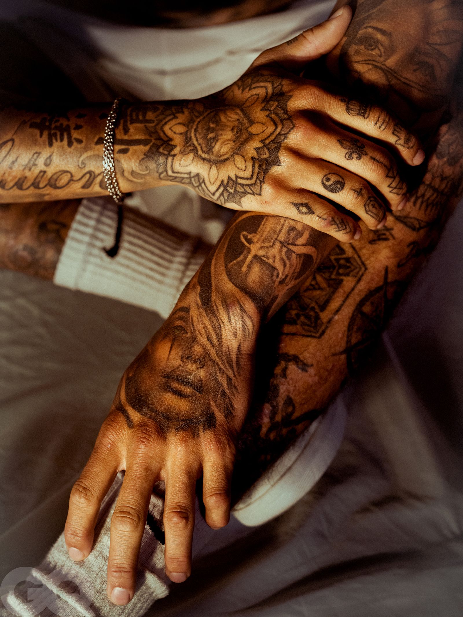 Nyjah Huston hand and forearm tattoos