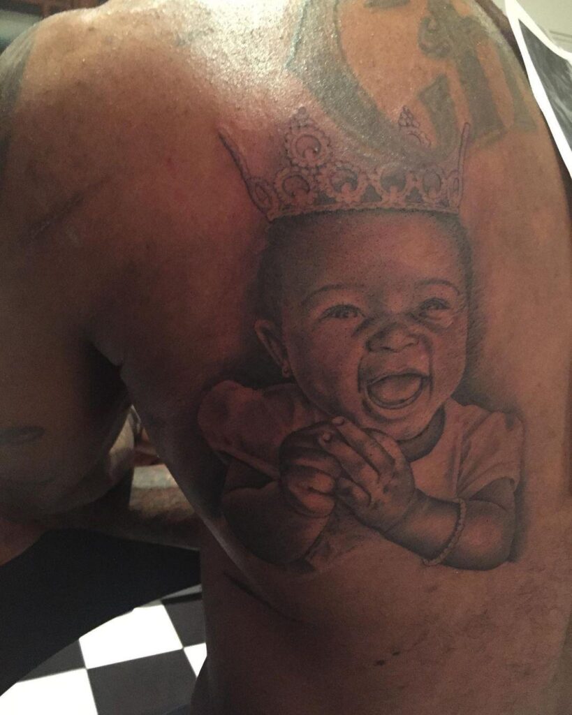 LeBron James Akron tattoo detail