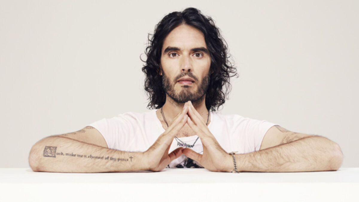 Russell Brand forearm prayer tattoo