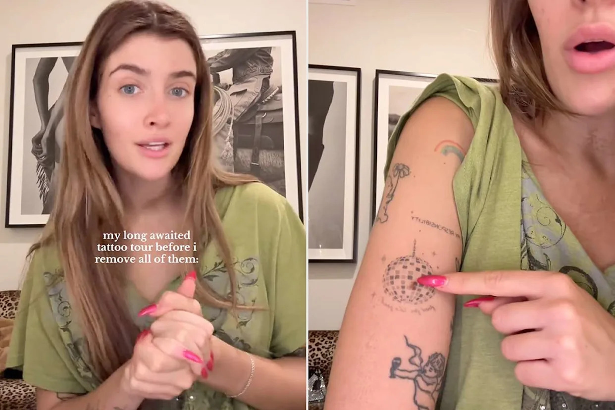 Sami Sheen disco ball arm tattoo