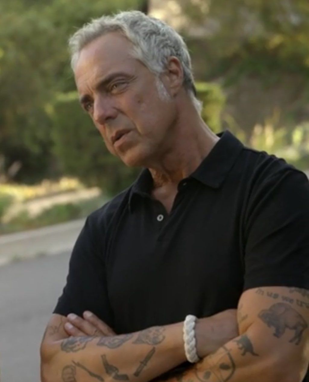 Titus Welliver dojo koi and arm tattoos