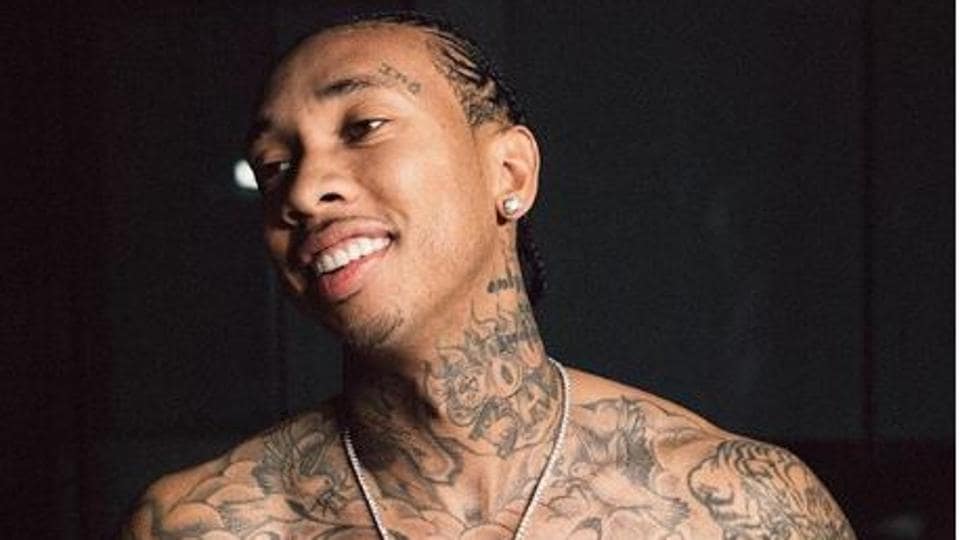 Tyga neck and chest tattoos on tour