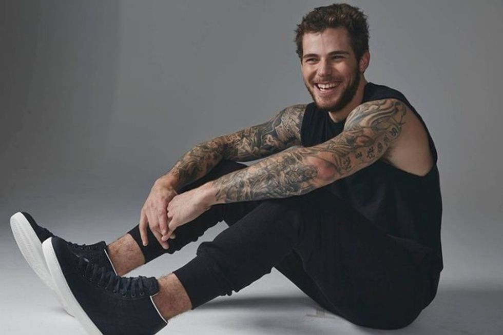 Tyler Seguin shoulder and arm tattoos in a portrait