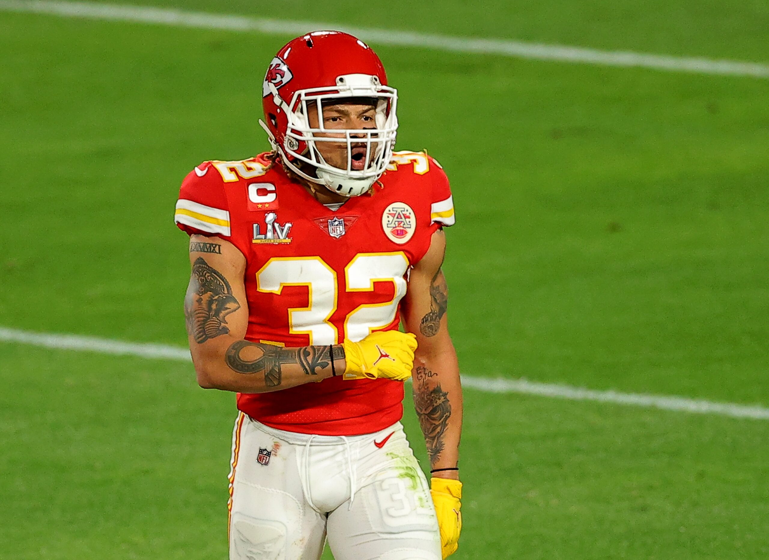 Tyrann Mathieu portrait leg tattoo collection