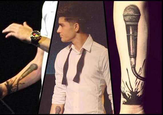 Zayn Malik microphone tattoo on his forearm